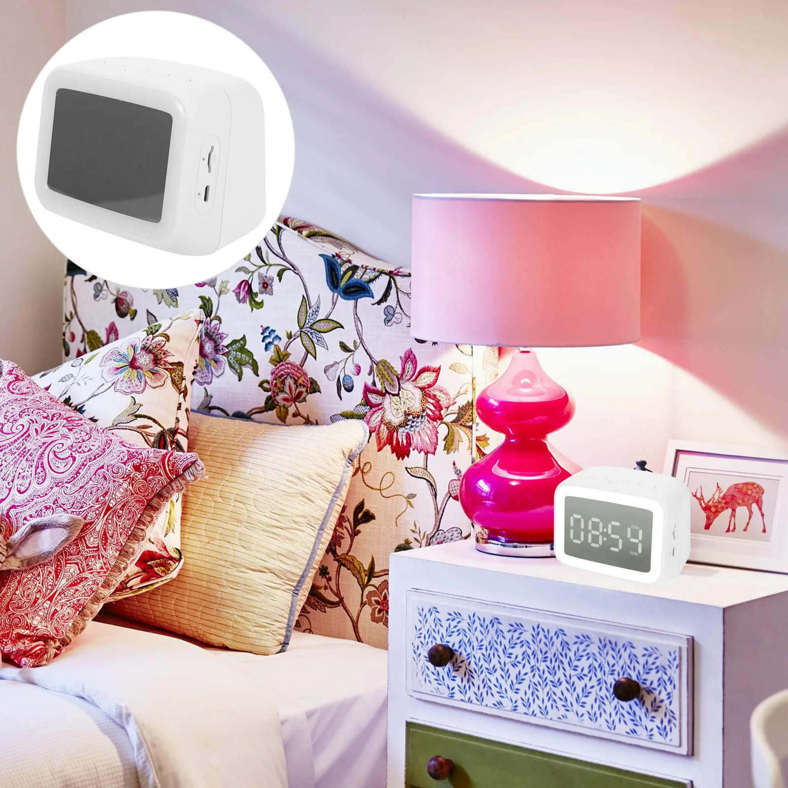 

Bedside Digital Alarm Clock Wireless Speaker Compact Desktop Night Light Silent Multifunction Clock Wireless Speaker