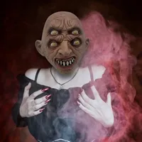 Scary Four-eyed Monster Mask, Creepy Bald Zombie Devil Latex Ghost Head Mask for Halloween Party Props
