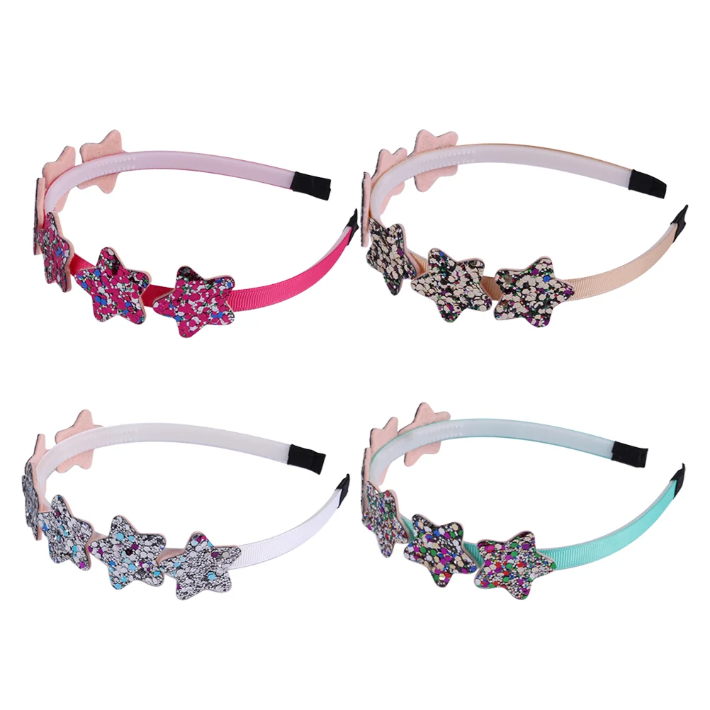 4PCS Glitter Star Headbands Paillette Hair Hoops Sequins Hair Accessories for Kids (Assorted Series 3)