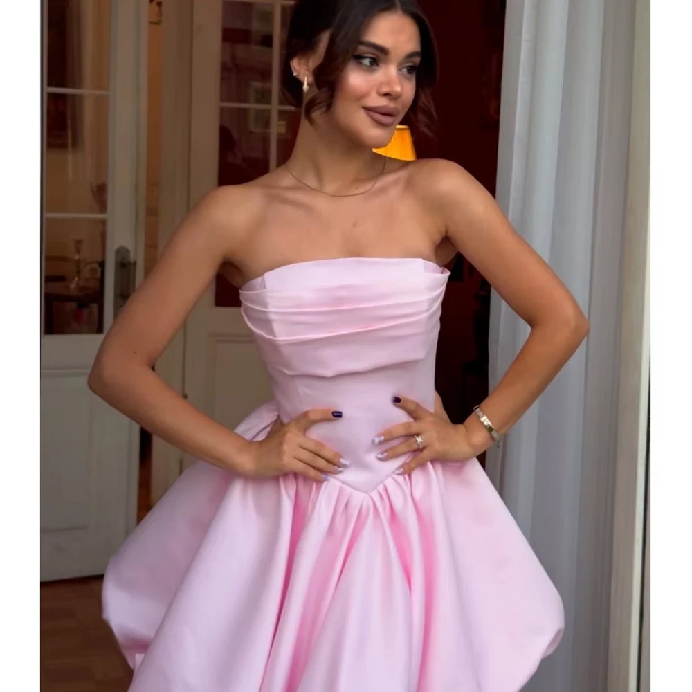 Maßgeschneiderte luxuriöse Abendkleider, Partykleider für besondere Anlässe, schulterfreie Ballkleider aus Satin gefertigte Robe Soiree