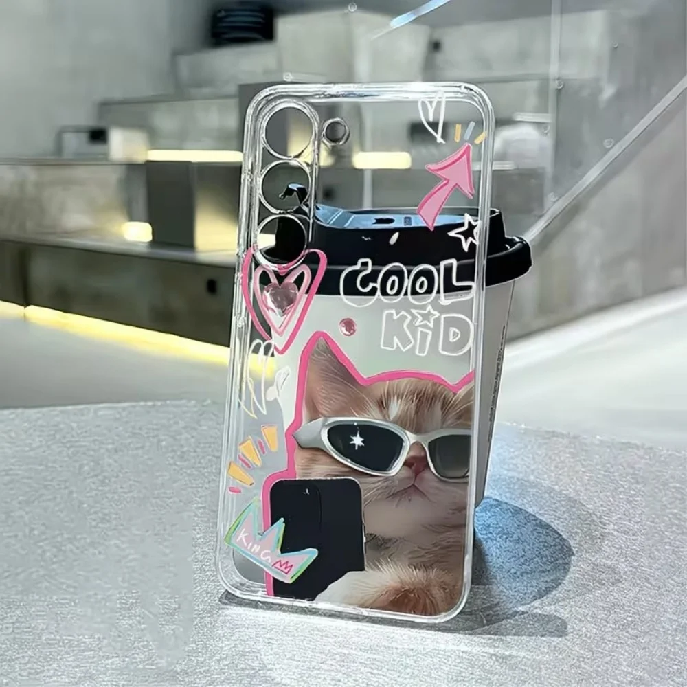 Funda de teléfono transparente con diseño de cachorro para Samsung Galaxy A73 A72 A71 A70 A56 A55 A54 A53 A52 A51 A50 A42 A36 S 4G 5G