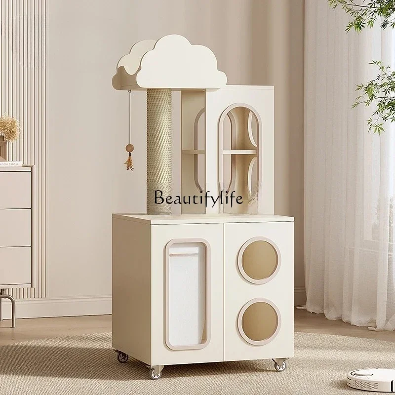 

climbing cabinet can hold smart litter box solid wood cat litter automatic litter box rack