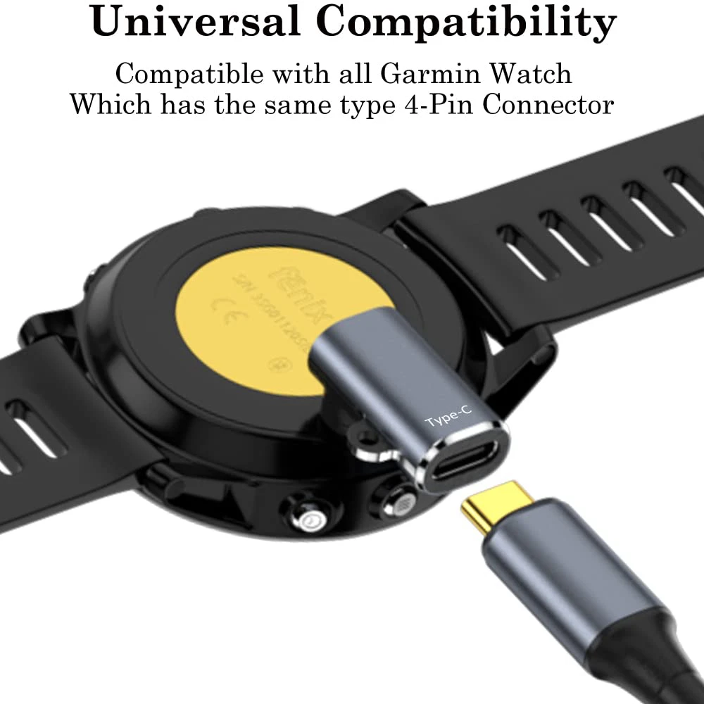 محول شاحن ساعة ذكية ، موصل أفقي 4-Pin لتحويل واجهة Micro-C iOS ، Garmin Fenix 7X 6 6S 6X