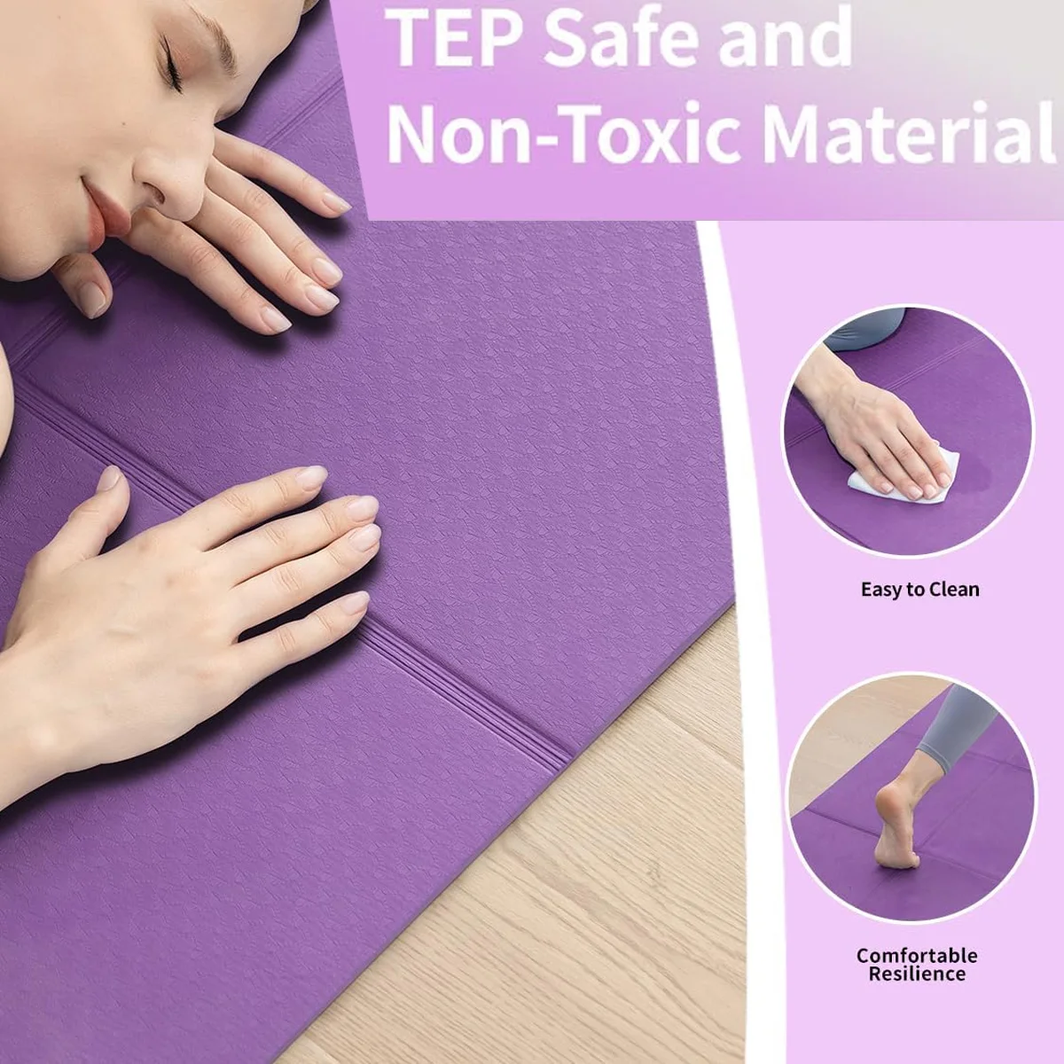 Foldable yoga mat Eco-friendly TPE foldable travel fitness mat double-sided non-slip Yoga Pilates workout delivery shopping bag