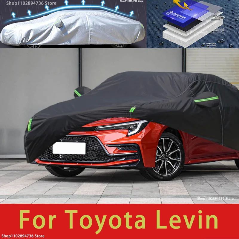 

Для Toyota Levin Fit наружная защита автомобиля чехлы для снега солнцезащитный водонепроницаемый пыленепроницаемый наружный черный чехол для автомобиля