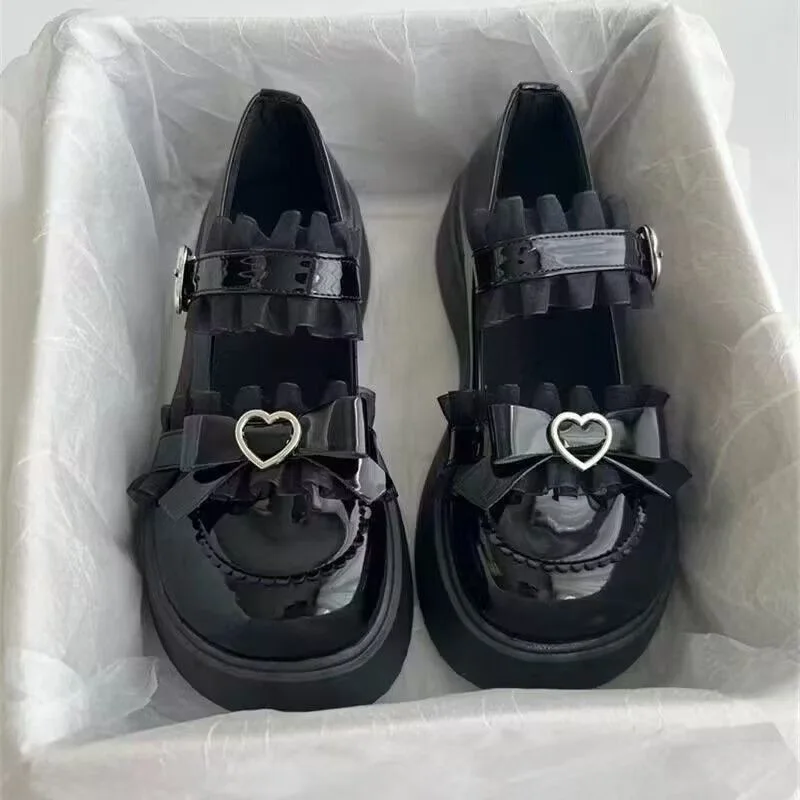 

Japanese style Buckle Women's Pumps Spring Autumn Mary Jane Solid Butterfly Knot Platform Casual Round Toe Ladies Shoes