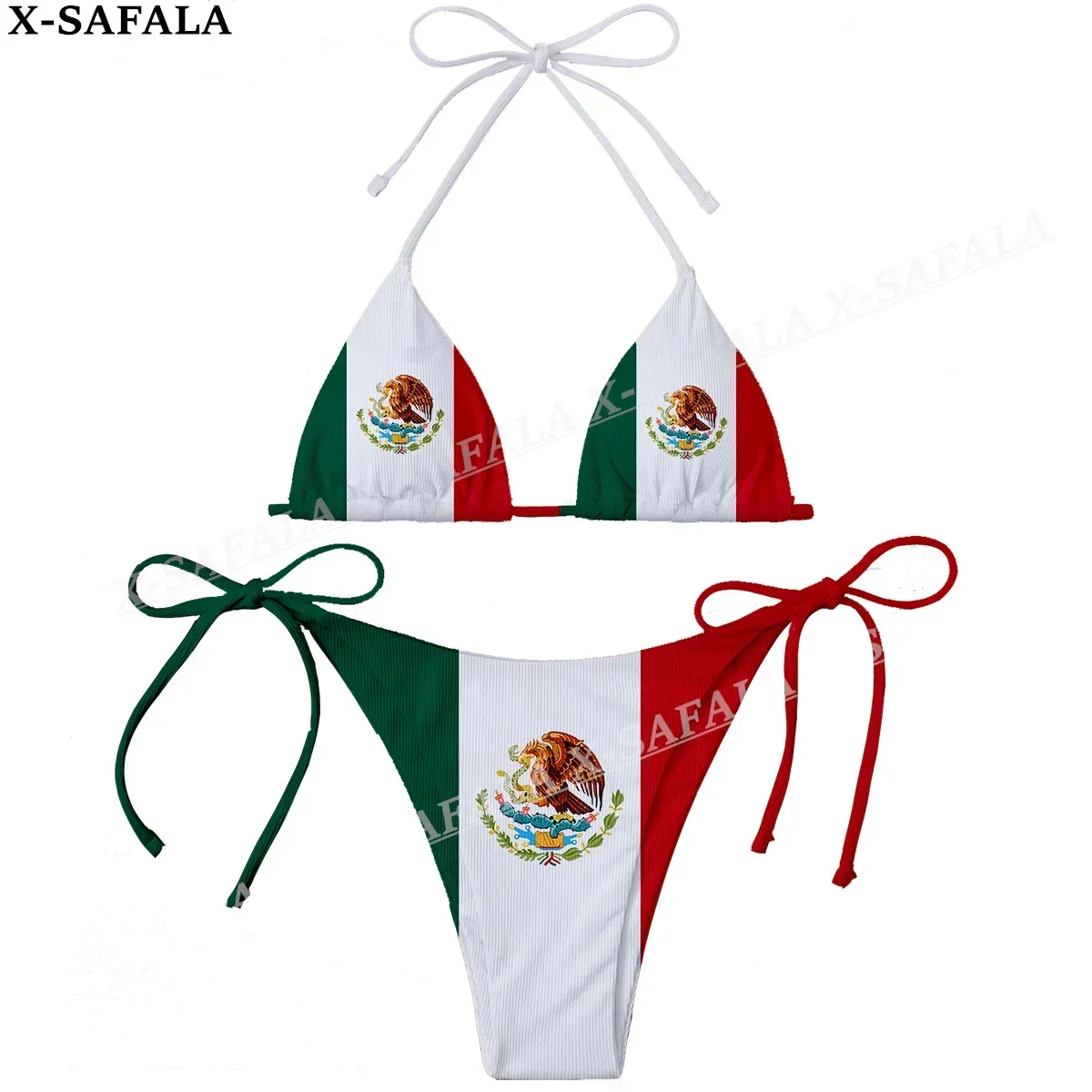 Mexico Country Flag 3D Print Women Micro Sexy Bikini Bra Set Summer Beachwear Sexy Beach Two Pieces Bathing Suits Swimwear