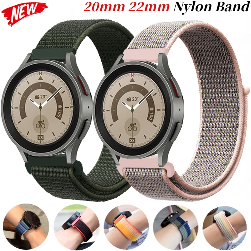 20mm 22mm Nylon Loop Strap for Samsung Galaxy Watch 3/4/5/5 Pro/6 Wristband Huawei Watch 3/4/GT-2-3-4 Pro for Amazfit GTR/GTS4