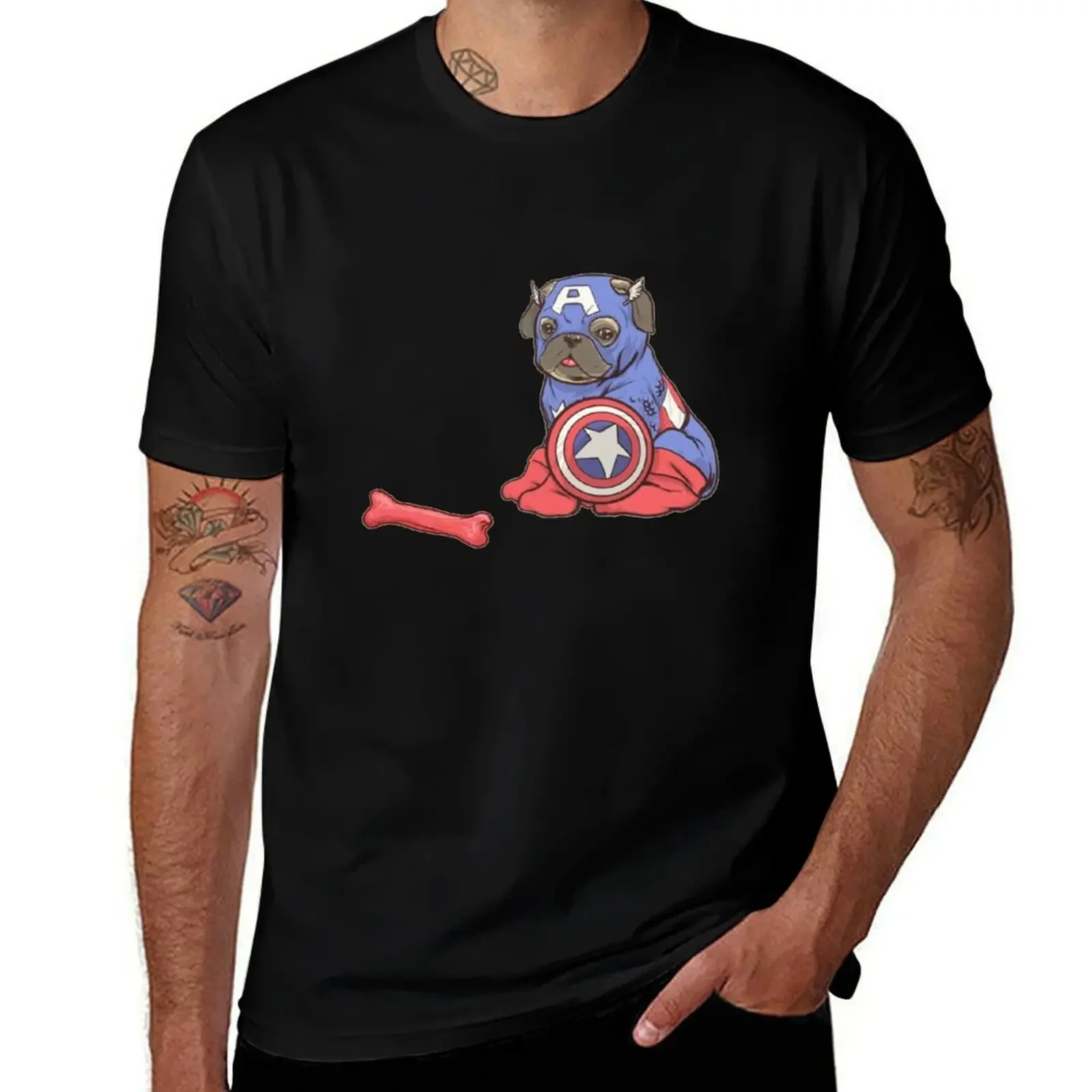 Captain pug T-Shirt Clothing cute clothes cotton man t-shirts graphic shirts compression shirt men