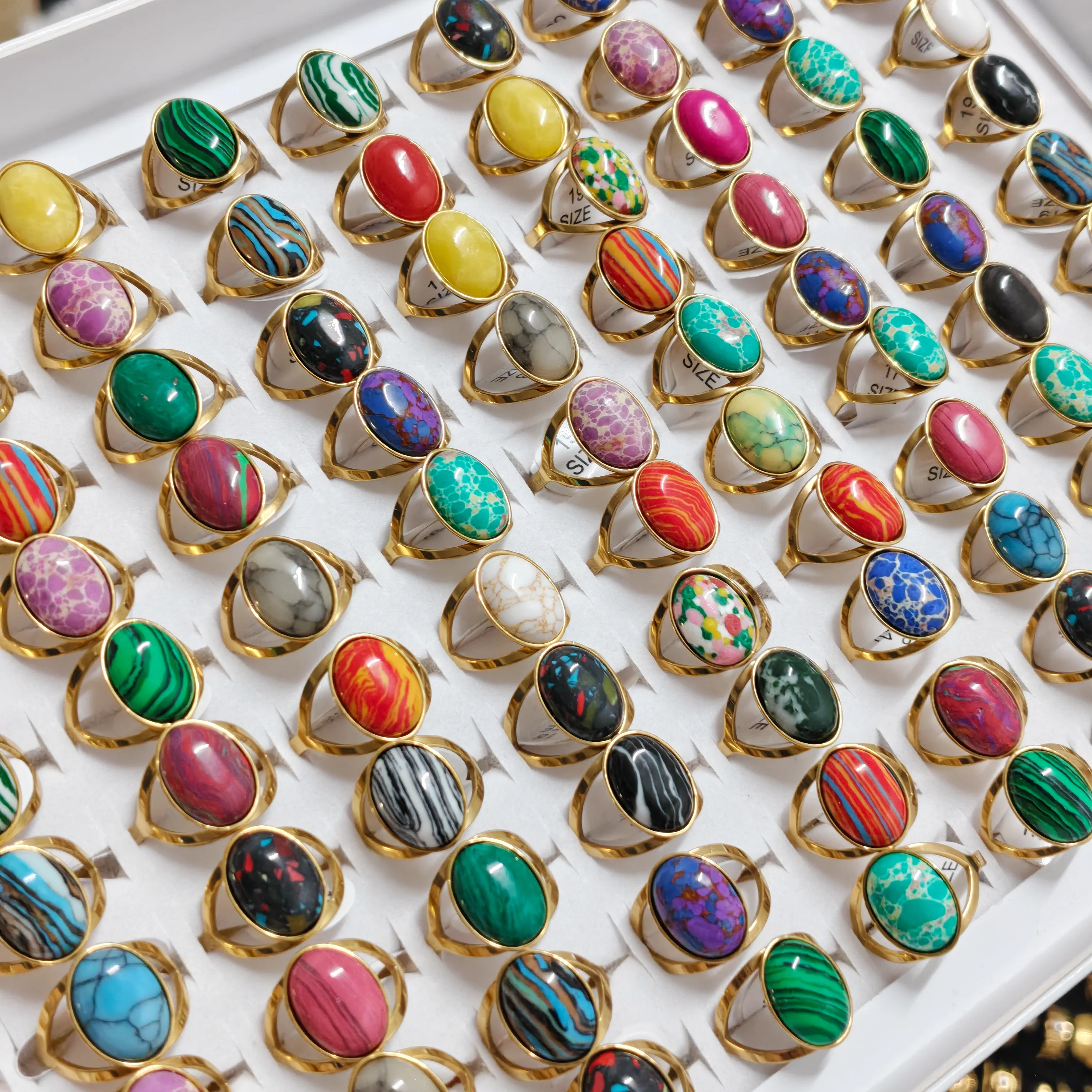 12 unidades/lote de anillos de acero inoxidable y acrílico, joyería para mujer, venta al por mayor, regalos para las fiestas, accesorios para los dedos, compras al por mayor.