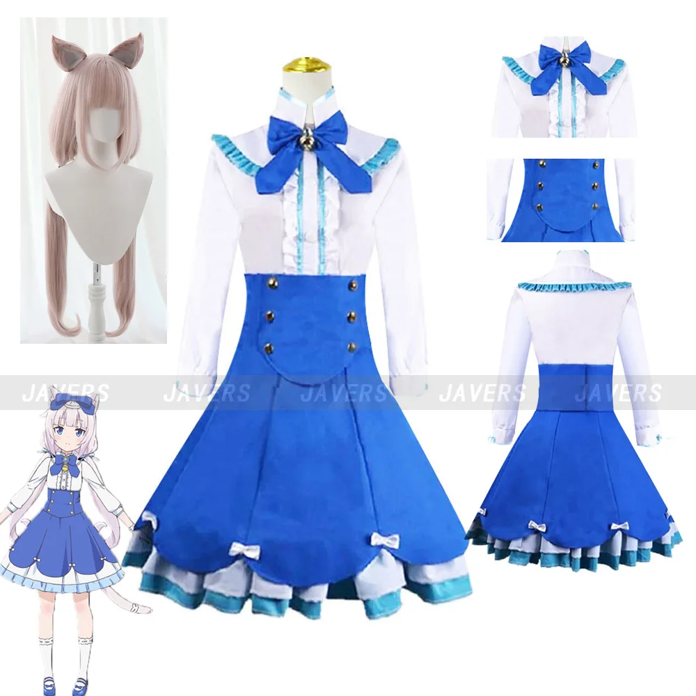 Anime Vanilla Cosplay Costume Wig Nekopara Cat Shirt Skirt Lolita Maid Dress Uniform Women Girls Lovely Halloween Party Suit