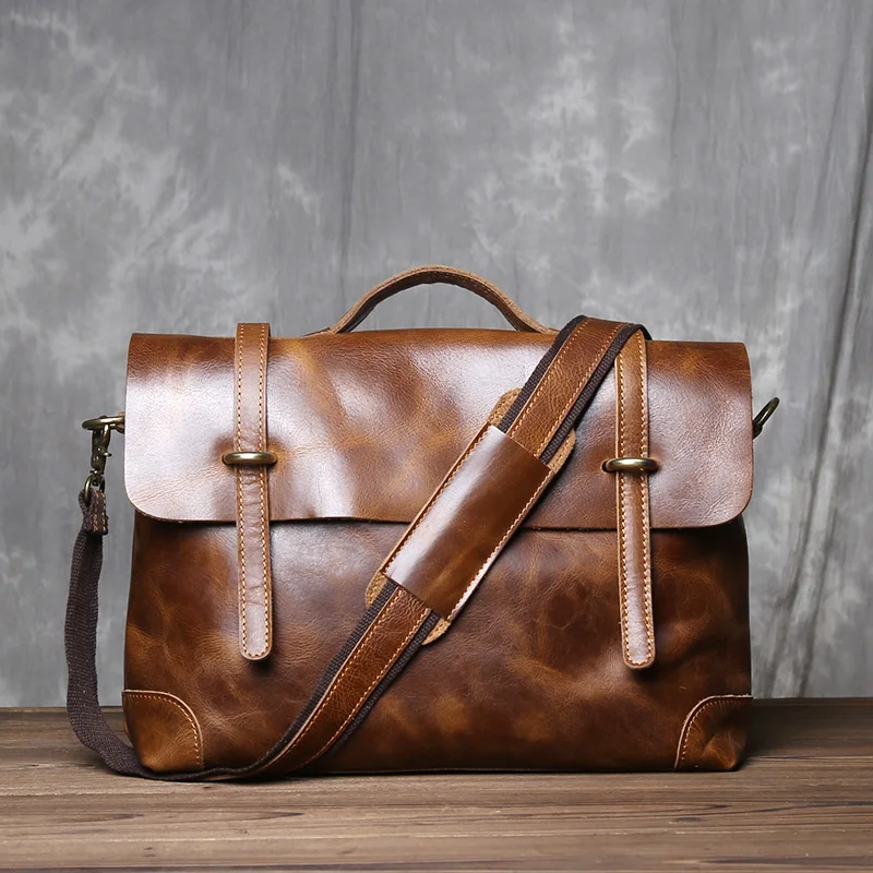Retro Leder herren Handtasche Top Schicht Rindsleder Aktentasche Crazy Horse Leder Messenger Schulter Große Kapazität Computer Tasche NZPJ – Detail 26