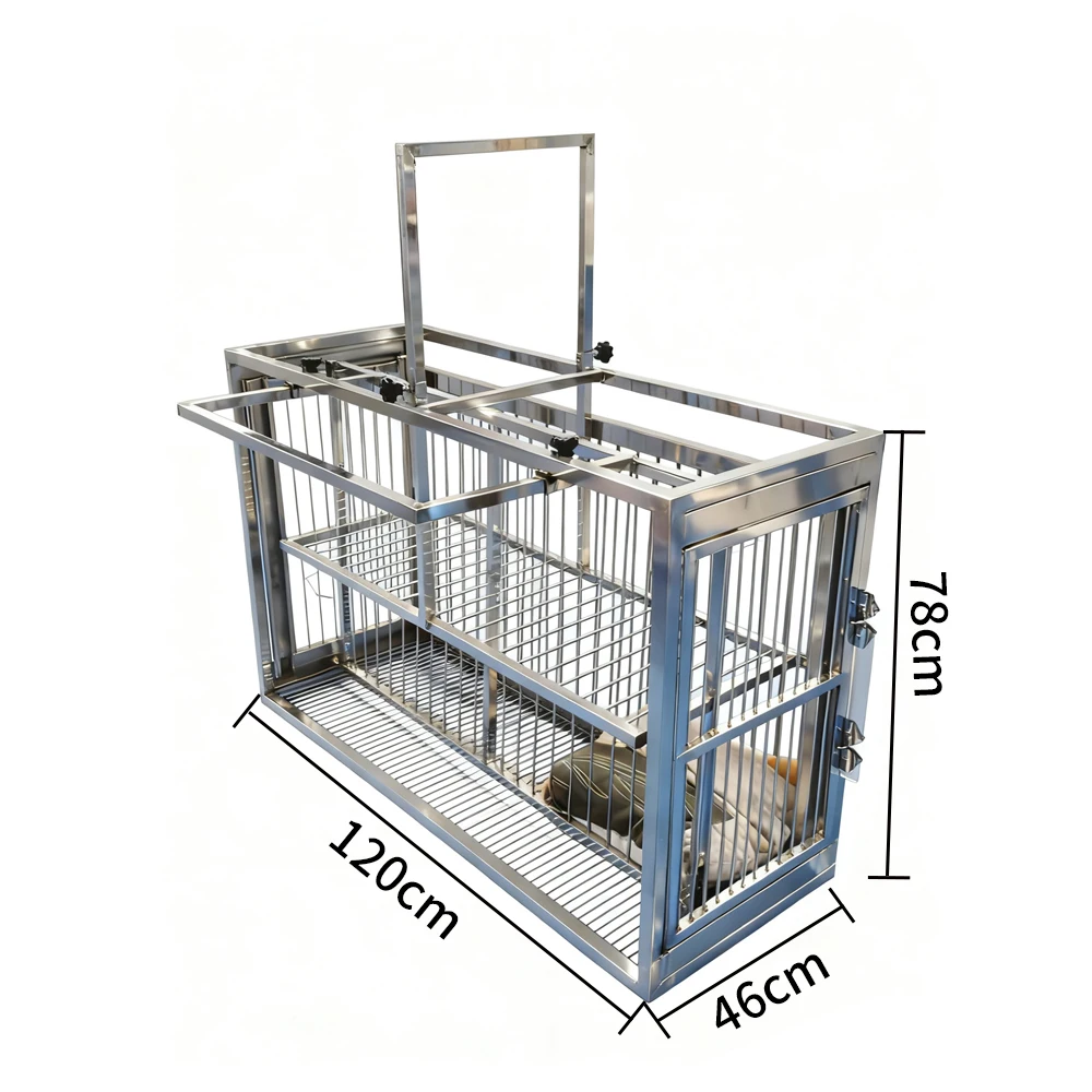 

304 Stainless Steel Cat Restraint Box Veterinary Injection Cage For Pet Clinic Grooming And Vaccination