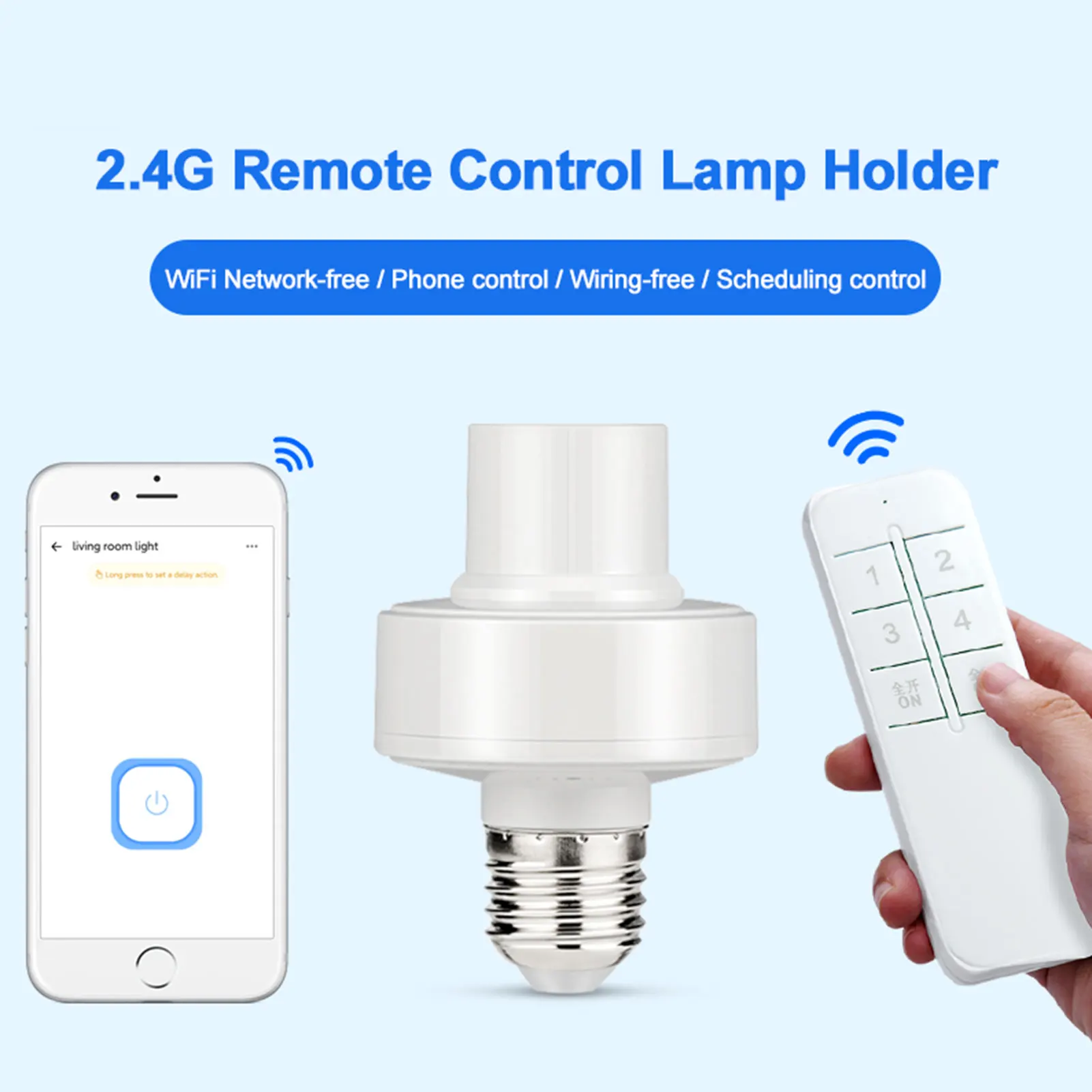 2.4G Bulb Base For Led Bulb WiFi Smart Bulb Socket Adapter For Google LED Lamp Holder Wireless Remote Control Smart Timer Switch