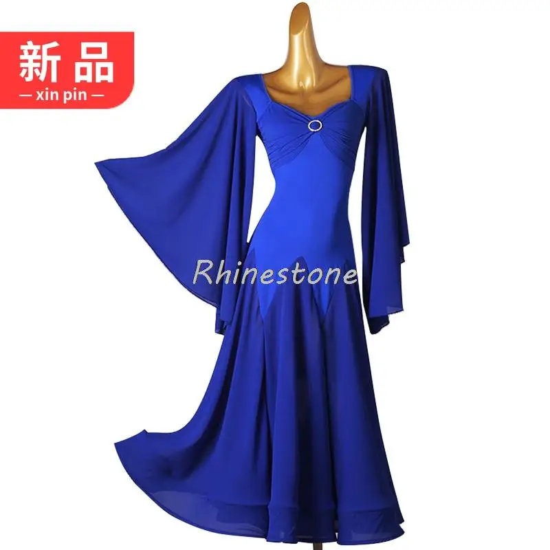 

Big Flare Sleeves Modern Open Back Social Dance National Standard Chiffon Big Swing Dress Waltz Dance New Style