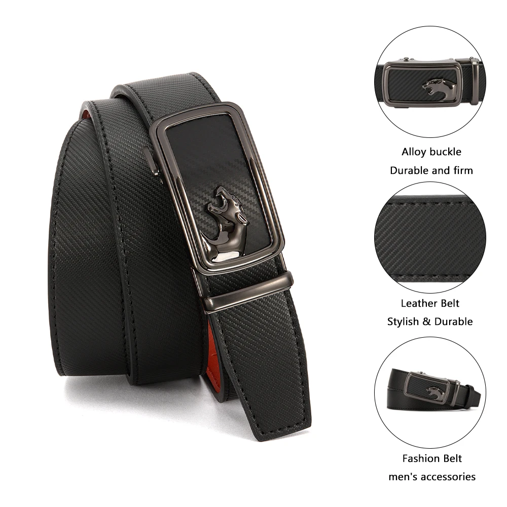 Men's High-Quality Belt 105cm 115cm 125cm Luxury Belt, Black Men's Automatic Buckle Jeans Men's Belt Suit Belt