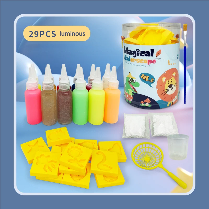 Magic Water Toys Handmade DIY Craft Pintura Adesivos Material Set Crianças Montessori Educação Tecnologia Puzzle Brinquedos Presentes