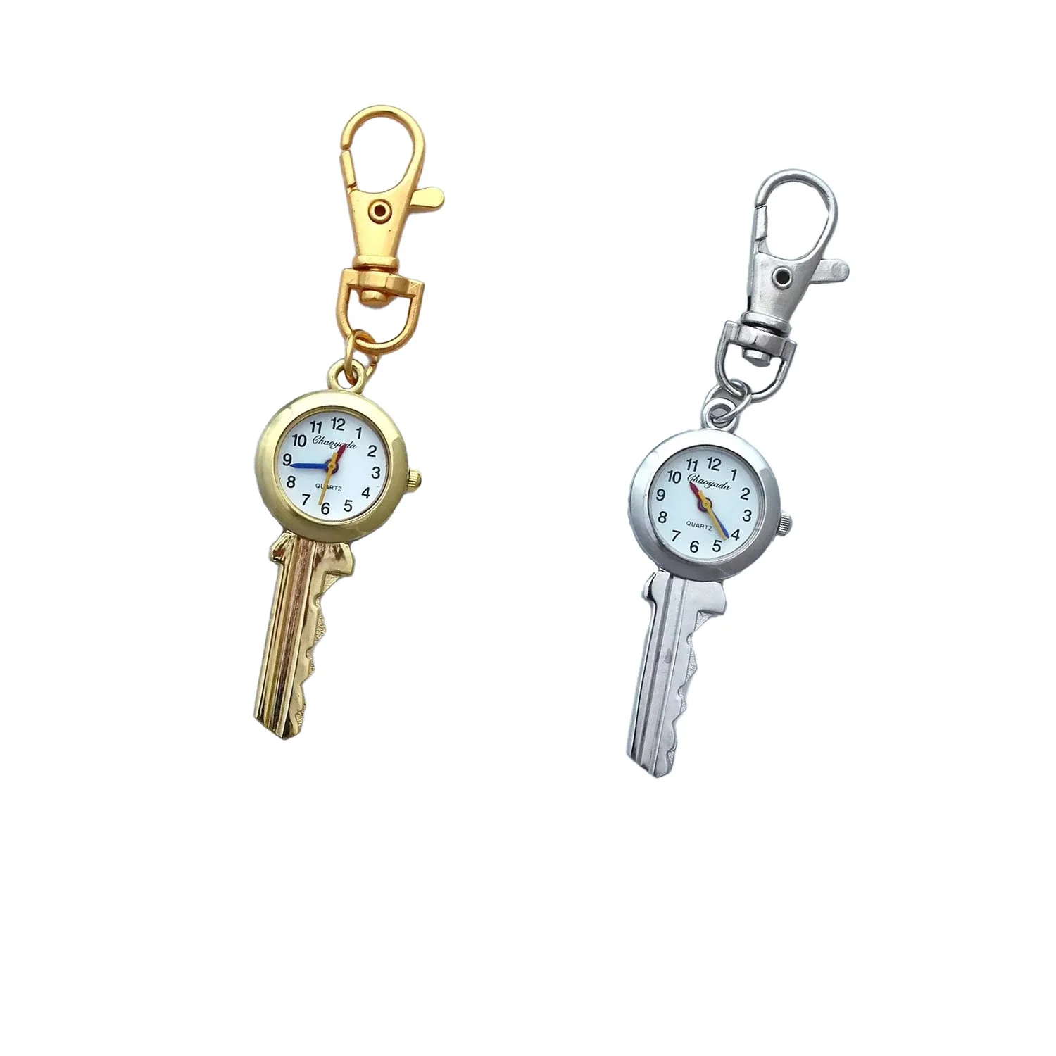 2Pcs Vintage Nurse Theme Pocket Watch Keychain Quart Watch Ring Unisex Father's Mother's Day Gift Ideas
