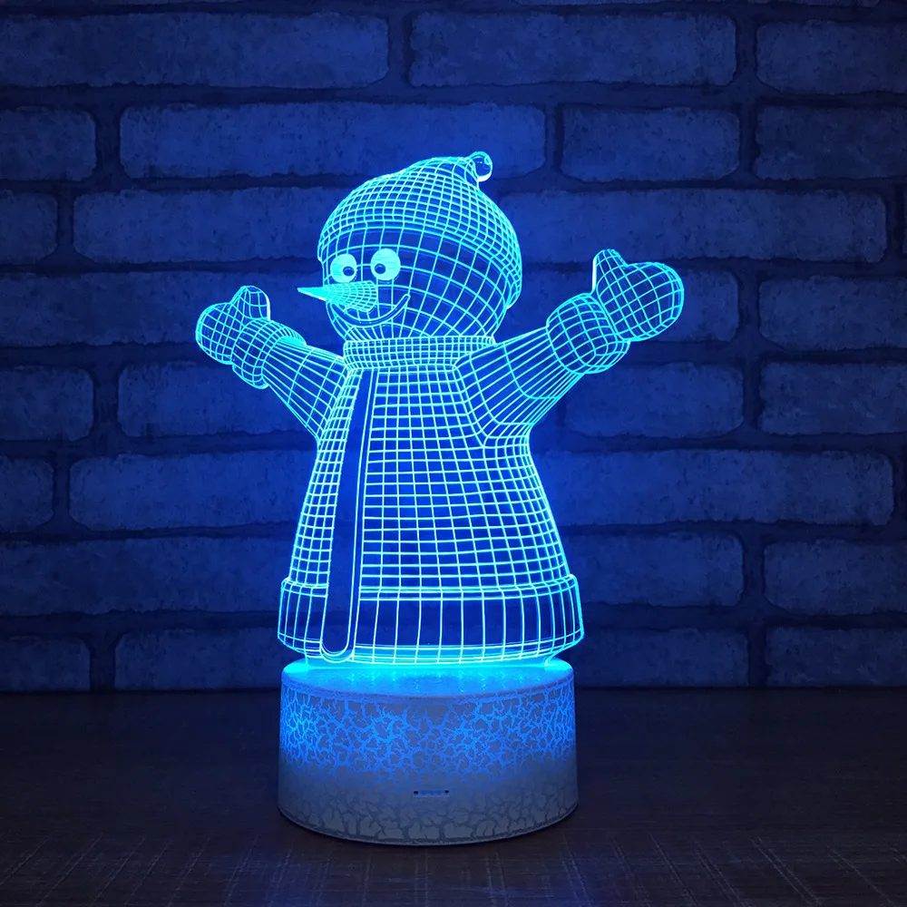 

Christmas Night Light Led Small Snowman Decorating 3d Lamp Creative Seven Color Touch Color Gift Desk 3d Light Fixtures