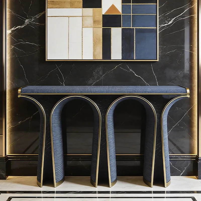*Italian Stainless Steel Decorative Entrance Table with Designer Metal Work a Modern Luxury Wall Piece Suitable for Hotel Use