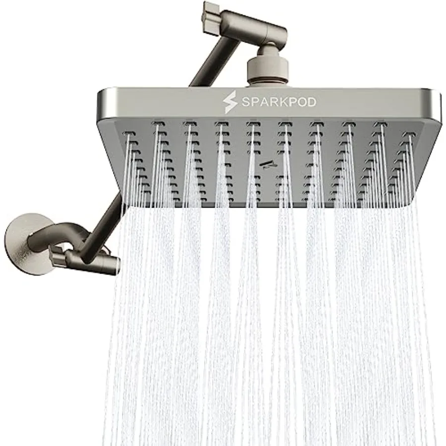 

Rain Shower Head with Extension Arm - Height Adjustable Shower Head with High Pressure Performance - Easy 1-Minute Installation