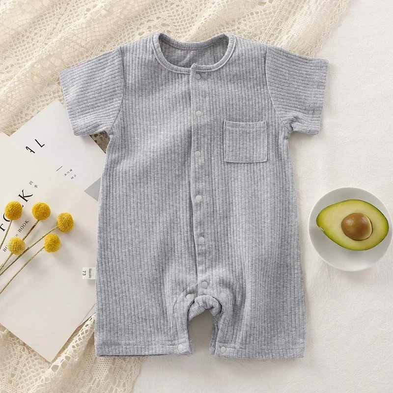 Unisex One-pieces 0 To 24 Months Clothes New born Short Sleeve Romper for Twins Boys Girls Cotton Summer Toddler Bodysuits