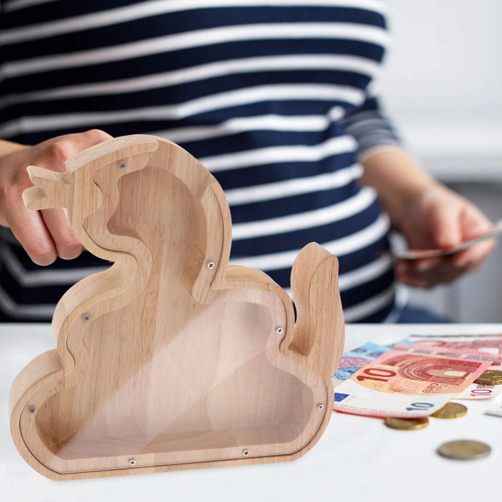 Wooden Dragon Shape Piggy Bank Kids Clear Coin Bank Boys Money Saving Box Animal Design Wooden Piggy Banks for Kids