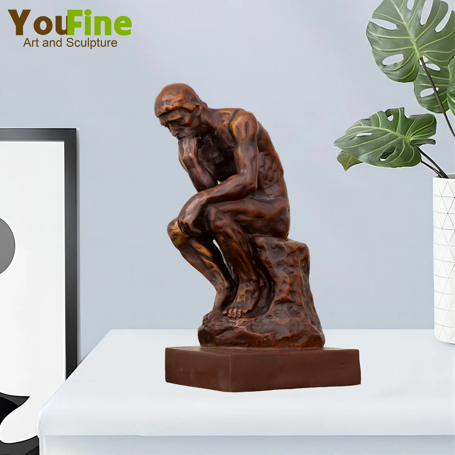 Imagem -02 - Famoso Bronze Thinker Man Estátua Cortejando o Homem o Homem Pensante Escultura para Casa Decoração Interior Artesanato Ornamentos de Mesa