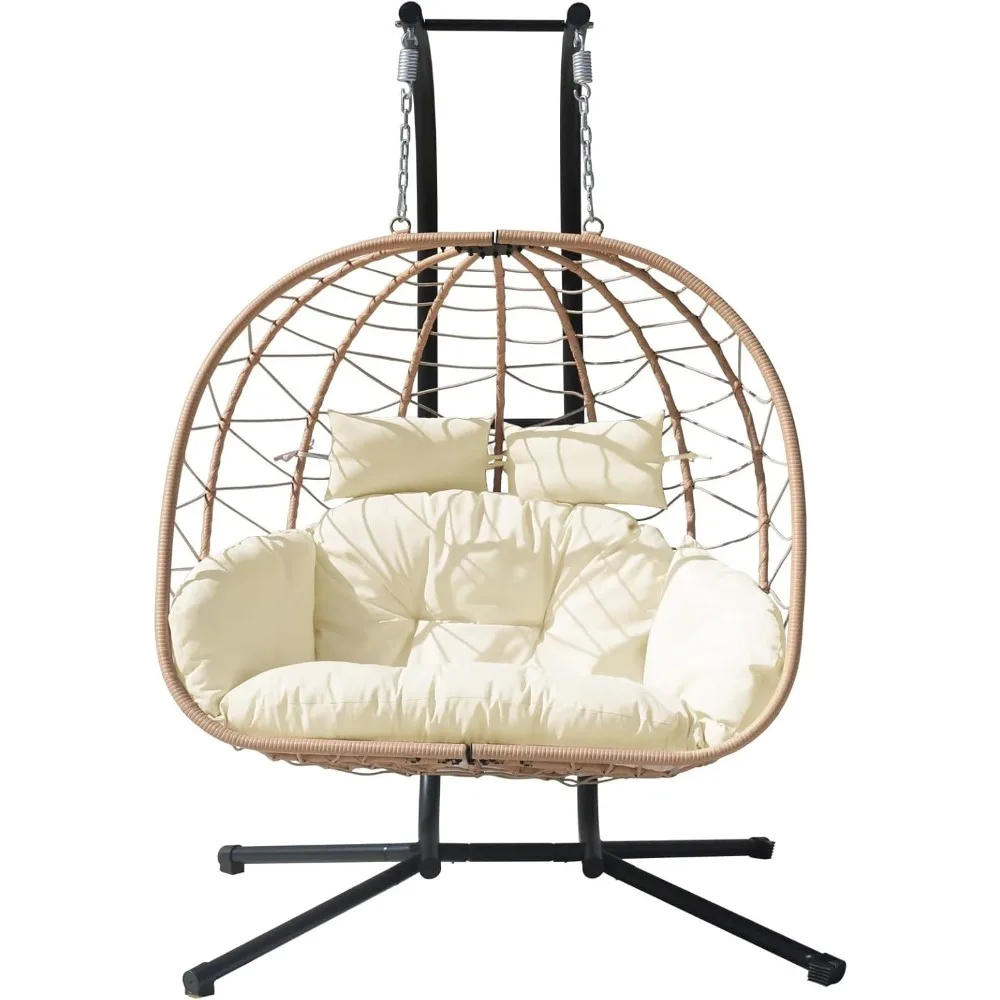 

Hanging Egg Chair with Stand Indoor Swinging Chair Outdoor Hammock Egg Chair for Patio, Bedroom, Garden and Balcony (Milky White