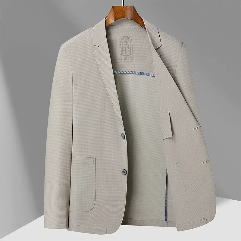 بليزرات رجالية بأكمام طويلة سترة متينة بياقة مقلوبة سترات عمل ملابس خارجية سترة فضفاضة 2025 جيوب جديدة غير رسمية #5