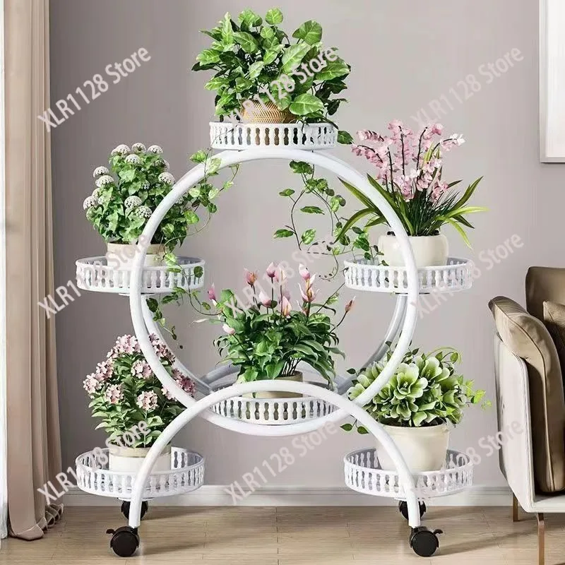 Wheeled Vertical Plant Stand Multi-Layer Flower Pot Organizer for Household Balcony & Indoor Use
