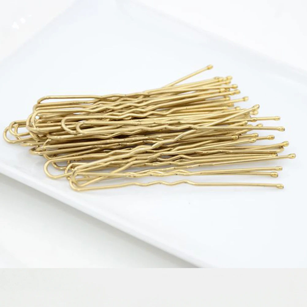 

100pcs U Shaped Hairpins Clips Headwear for Girls Flower Spiral Hairpins Durable Golden Elegant Hair Accessories Daily Use