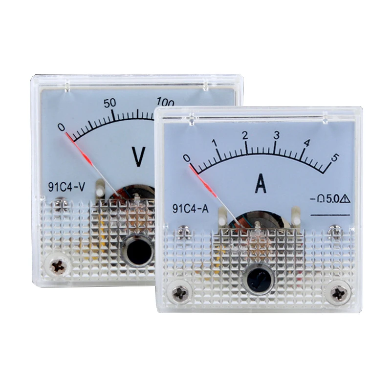 91C4-V/A/mA/uA Ammeter 2.5 Accuracy DC Analog Panel 45*45mm 1A 3A 5A 30mA 100V Mechanical Pointer Type Amper Meter Current Meter