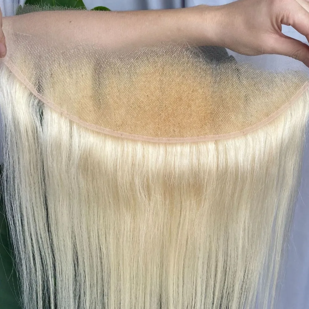 Blonde 22 Inch 13x4 Lace Frontal 613 Straight Body Wave Transparent Lace Frontal Pre Plucked Brazilian Virgin Hair Full End