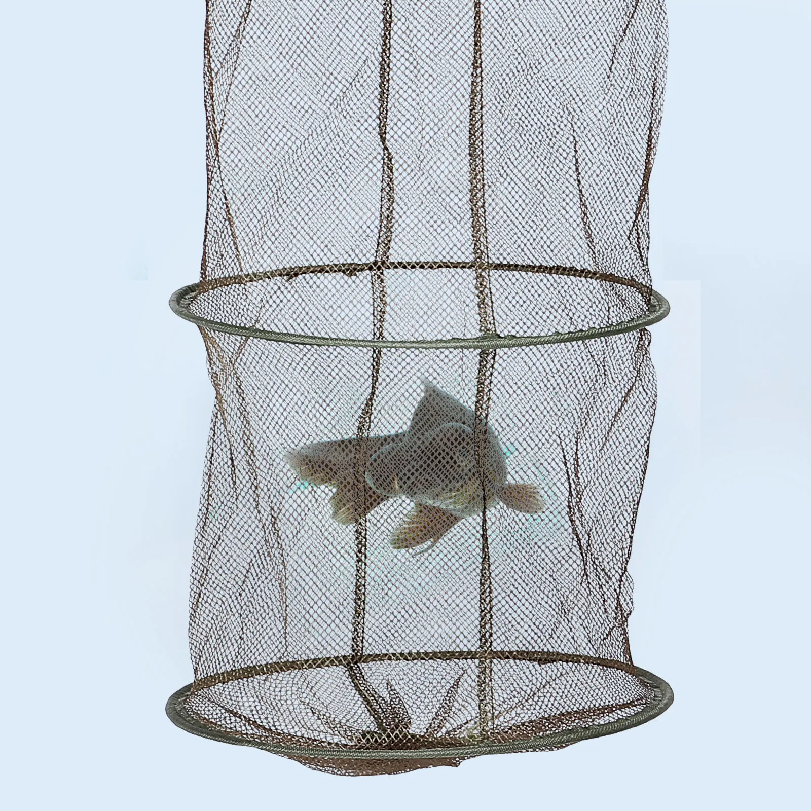 

Brown Float Fish Guard Reusable Mesh Netting Wear Resist Foldable Lightweight Fishing Catch Bag for Crabs