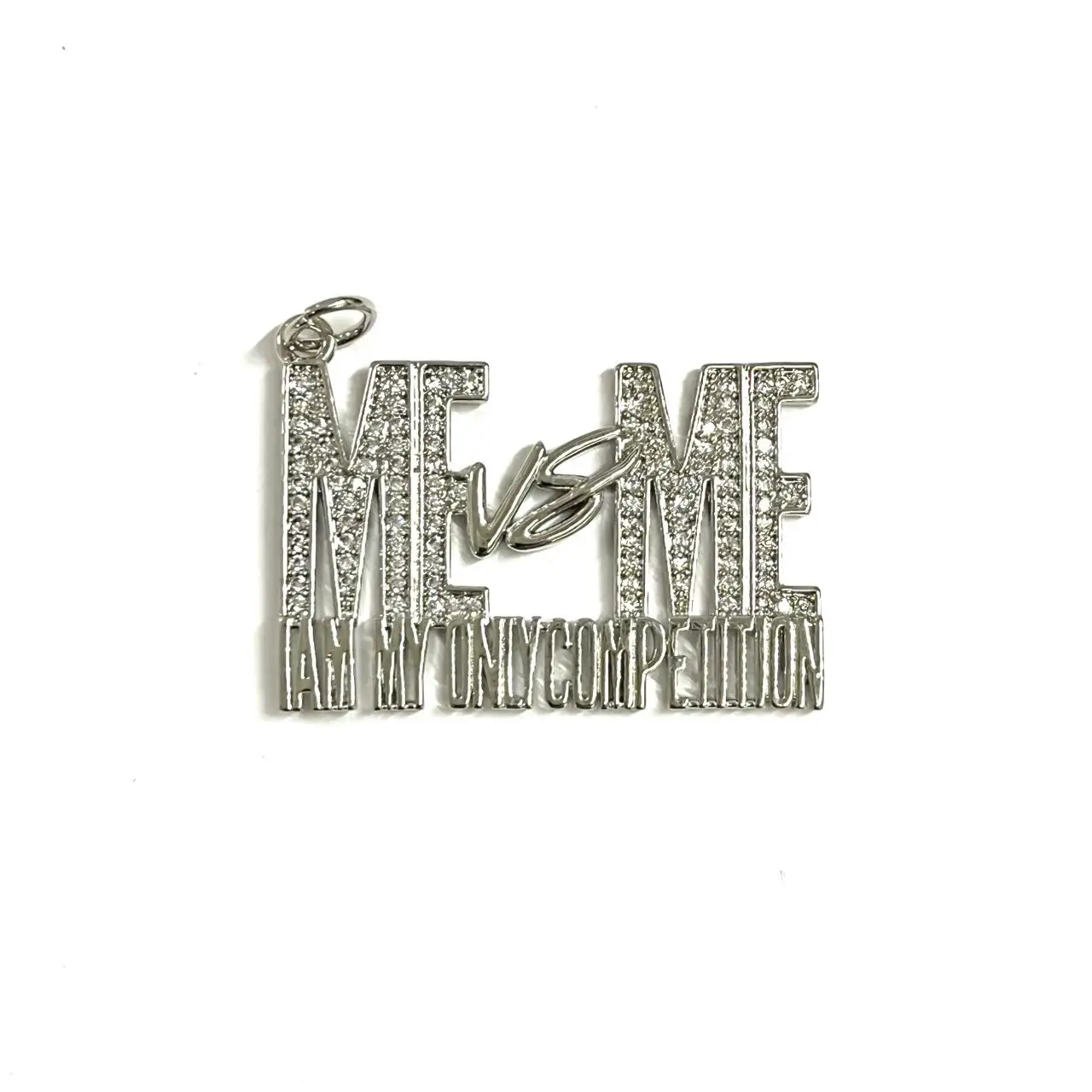 5pcs ME VS ME Words Letter Zirconia Pave Pendant Bracelets Charms Jewelry Hand Making Accessories Key Chain Tags