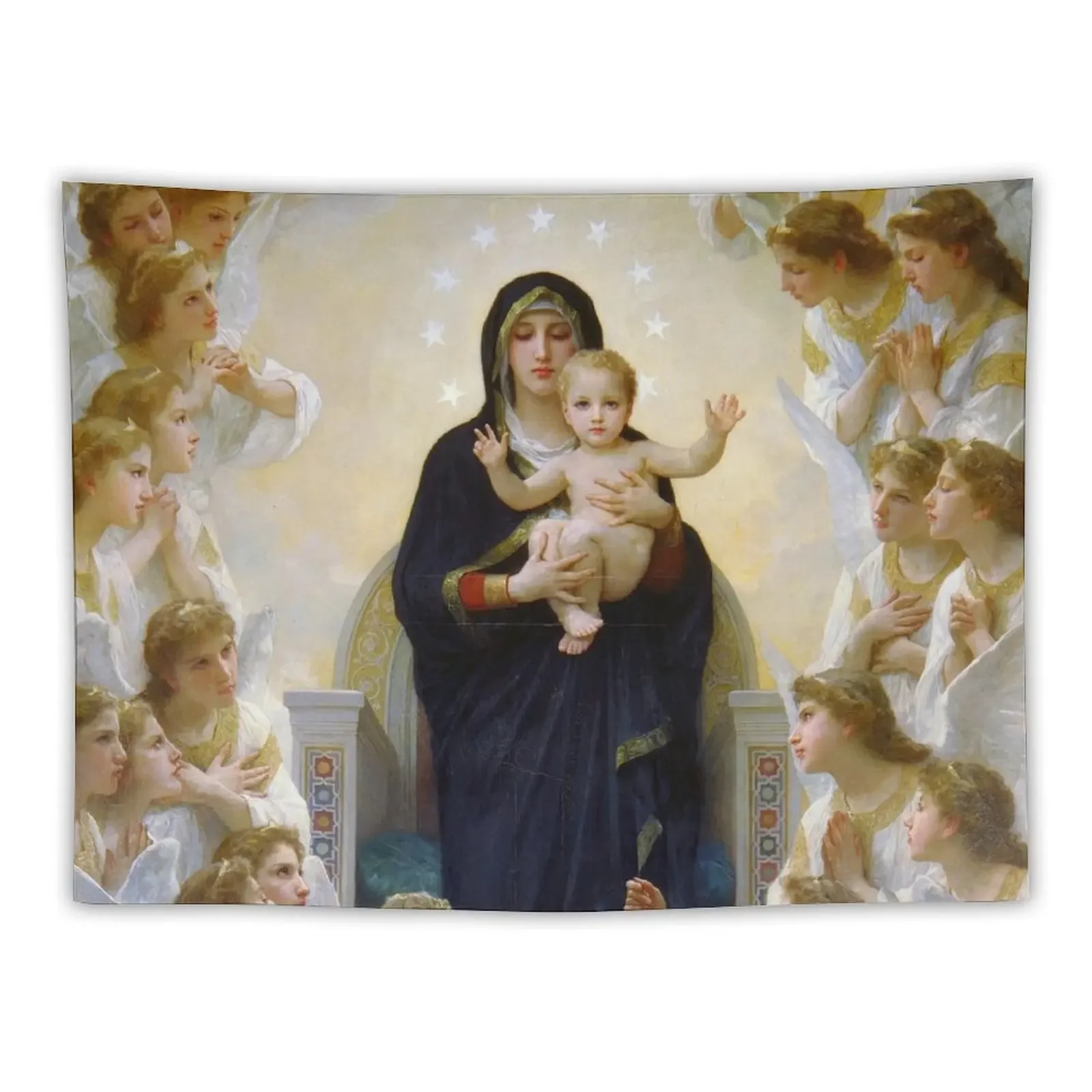 

The Virgin with Angels - William Adolphe Bouguereau - 1900 Tapestry Decoration Bedroom Wall Hanging Wall Hanging Wall Tapestry