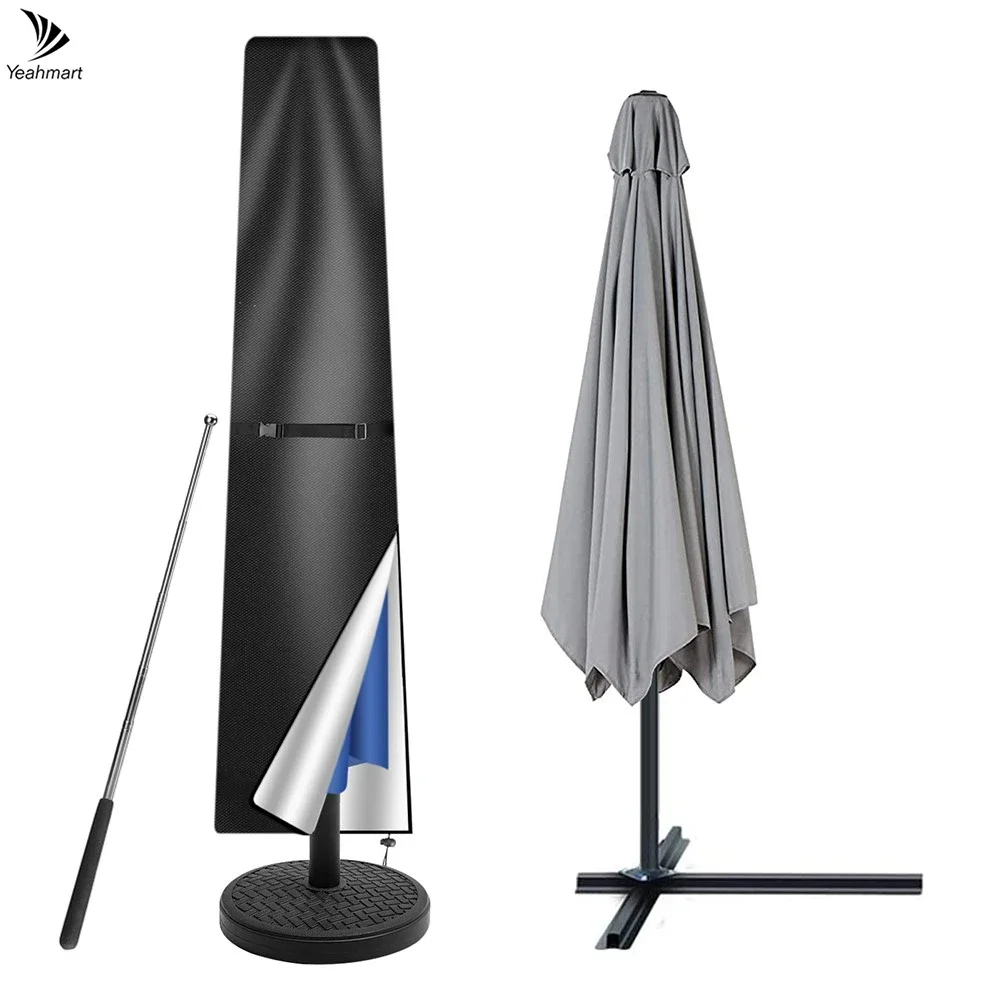 

Straight Parasol Cover Waterproof Parasol Protective Cover with Telescopic Pole Zipper UV-Anti Windproof Garden Umbrella Cover