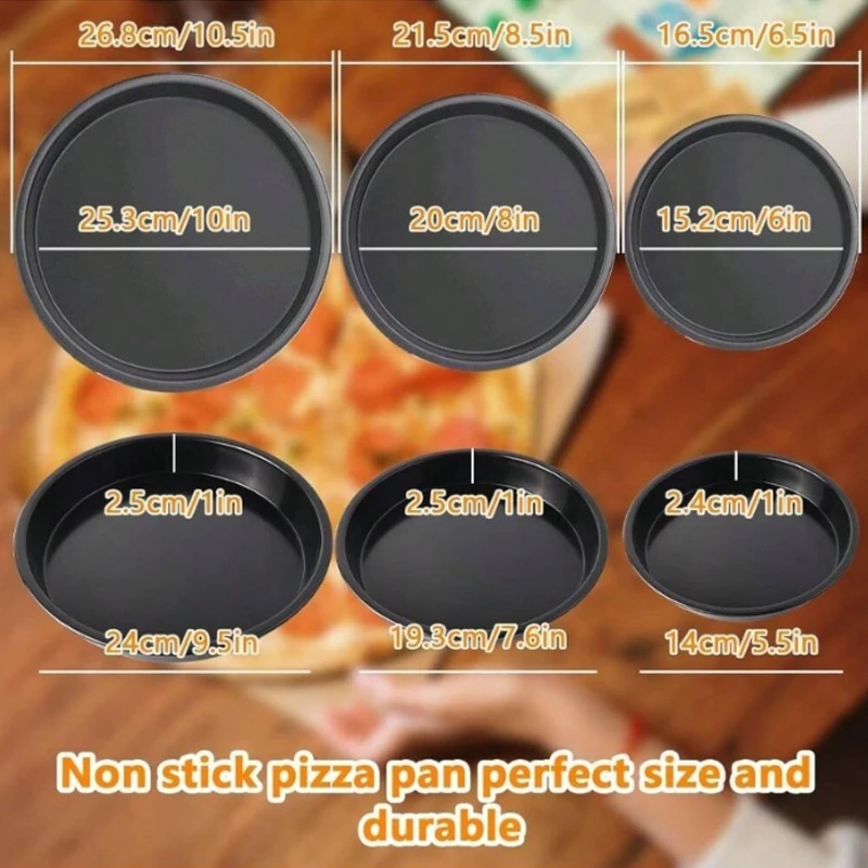 3pcs 6/8/10 Inch Pizza Pot, Reusable Non Stick Pizza Tray, Oven, Dishwasher, Safe Home Restaurant, Kitchen Baking Tools