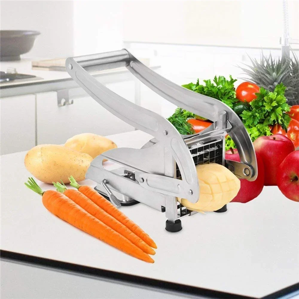 Stainless Steel French Fry Cutter Potato Cutter Fries Slicer Potato Chips Meat Chopper Cutter Chopper Chips Machine 2Blades