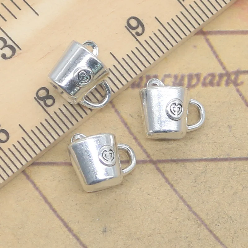10pcs Charms A Cup Of Coffee 11x12x8mm Antique Silver Color Pendants DIY Handmade Finding Tibetan Making Jewelry