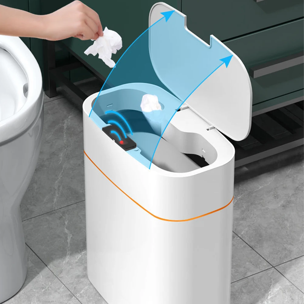 Smart Sensor Trash Can Automatic Household Electronic Trash Can Kitchen Trash Bin Toilet Waterproof Narrow Seam Sensor Bin Pop