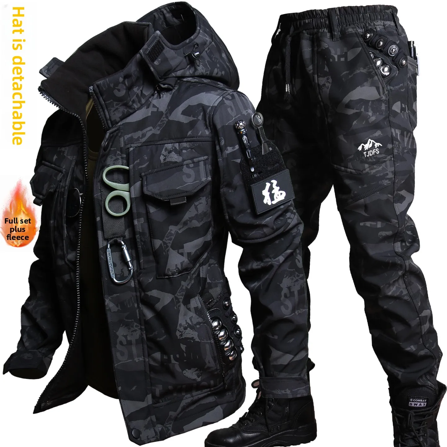 

Мужское тактическое шут на подкладке Fce Bla, спецодежда, военный камуфляж, orm Long Sve, застежка-молния, полиэфирное волокно