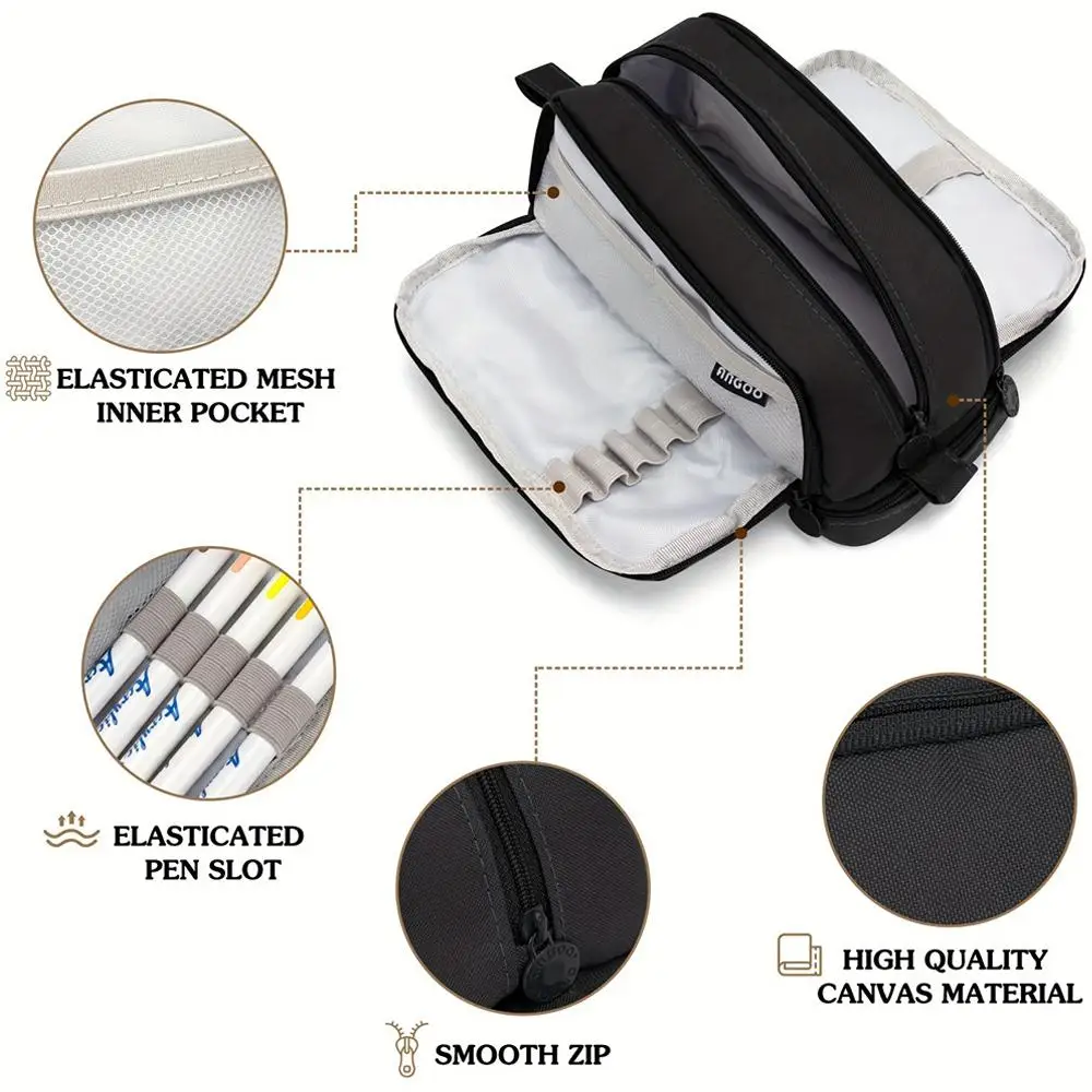 Macaron Color Large Capacity Pencil Case Multi Layer Compartments Eco Friendly Material Zipper Closure for School Students ﻿