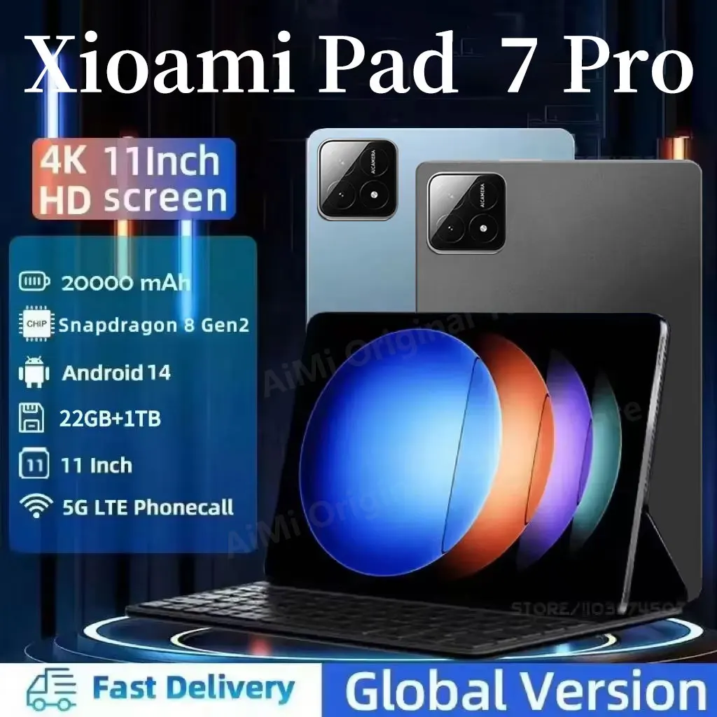 2025 Original Pad 7 Pro Snapdragon 8 Gen 2 Global Version Tablets PC Android 14 22GB+1TB Dual SIM Card 11 inch WIFI HD 4K Mi Tab