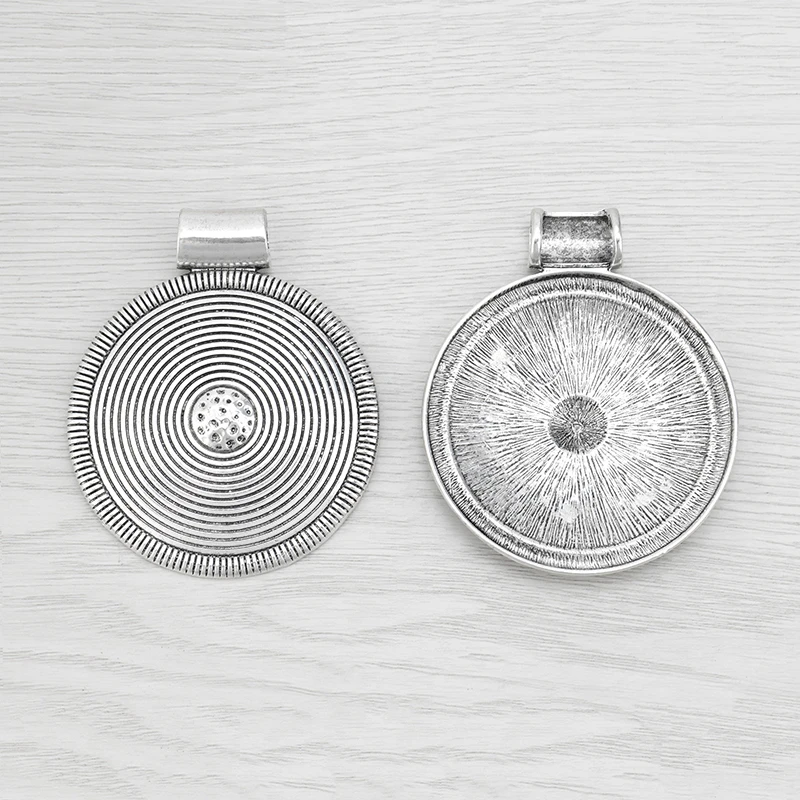 2 x Tibetan Silver Large Tribal Bohemia Boho Medallion Spiral Style Round Pendants for Necklace Jewelry Making Findings 82x68mm