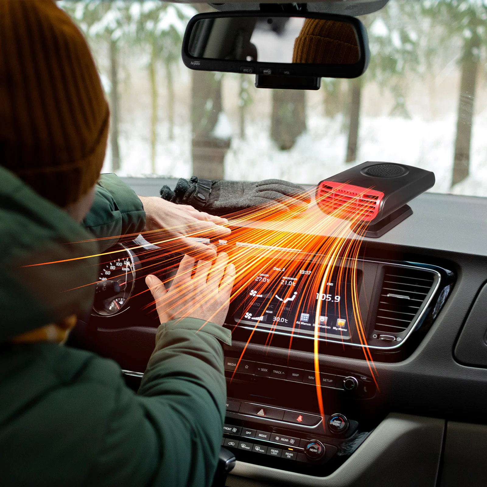 

Portable Car Heater Quick Heating Defrost Defogger Automotive Windshield Heater Low Noise Safe Lasting Car Window Defroster