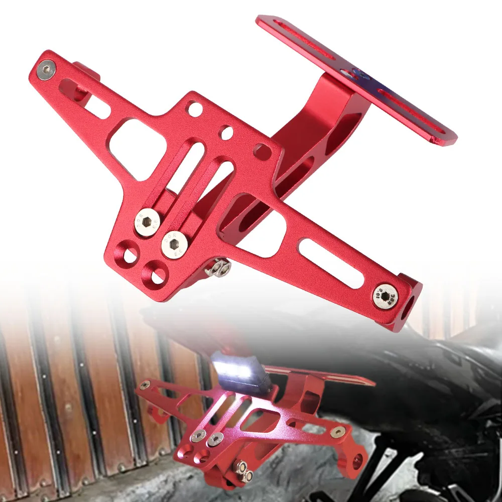 Aluminum Fender Eliminator Kits Universal CNC Motorcycle License Number Plate Bracket LED Light Rear Turn Signal Lamp Holder