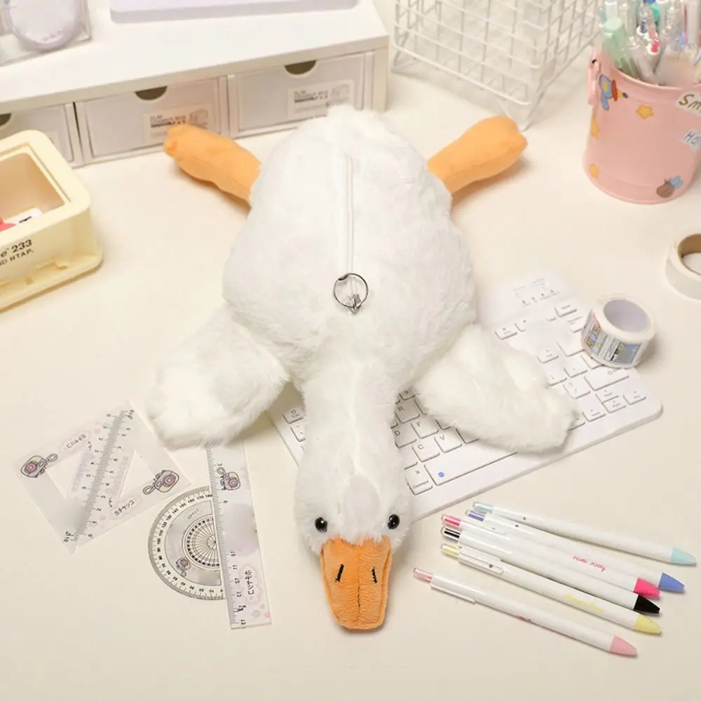 New White Goose Pen Bag Large Capacity Pencil Case Multifunctional Cartoon Stationery Bag School