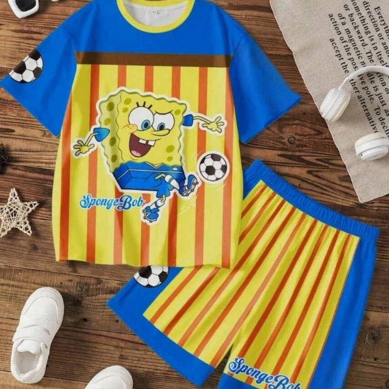 

Hot Selling SpongeBob SquarePants Home 3D Clothing Set for Children Super Men's and Women's Printed Comfortable Short Sleeves